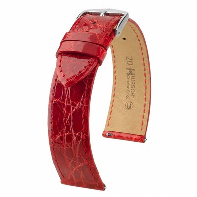 bracelet en cuir Hirsch Genuine Croco L 01808020-2, rouge, cuir de crocodile, longueur L, Quick Release