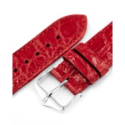 bracelet en cuir Hirsch Genuine Croco L 01808020-2, rouge, cuir de crocodile, longueur L, Quick Release