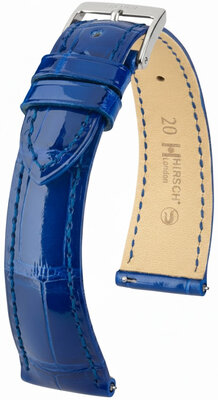Bracelet en cuir Hirsch London L 04307082-2, bleu, cuir d'alligator, longueur L, Quick Release