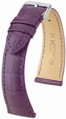 bracelet en cuir Hirsch London L 04307086-2, violet, cuir d'alligator, longueur L, Quick Release