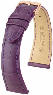 bracelet en cuir Hirsch London L 04307086-7, violet, cuir d'alligator, longueur L, Quick Release