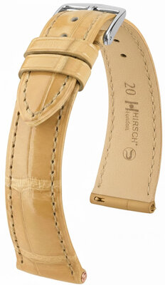 Bracelet en cuir Hirsch London L 04307090-2, beige, peau d'alligator, longueur L, Quick Release