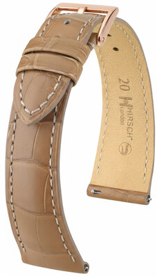 bracelet en cuir Hirsch London L 04307099-7, beige, cuir d'alligator, longueur L, Quick Release