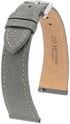 Bracelet en cuir Hirsch Bologna 01802130-2, gris, veau, Quick Release