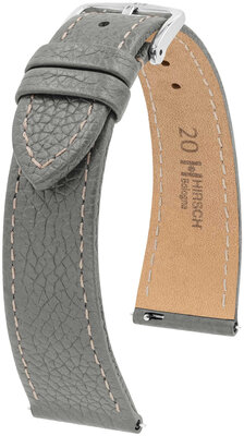 Bracelet en cuir Hirsch Bologna L 01802030-2, gris, cuir de veau, longueur L, Quick Release