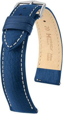 bracelet en cuir Hirsch Boston 01302180-2, bleu, cuir de veau, longueur M, Quick Release