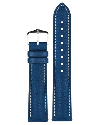 bracelet en cuir Hirsch Boston 01302180-2, bleu, cuir de veau, longueur M, Quick Release