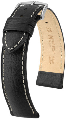 Bracelet en cuir Hirsch Boston L 01302050NQ-2, noir, cuir de veau, longueur L