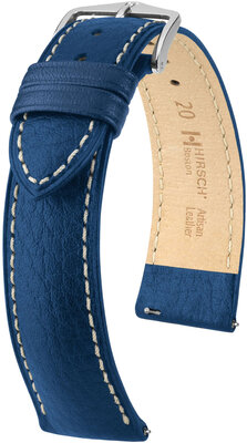 Courroie en cuir Hirsch Boston L 01302080-2, bleu, cuir de veau, longueur L, Quick Release