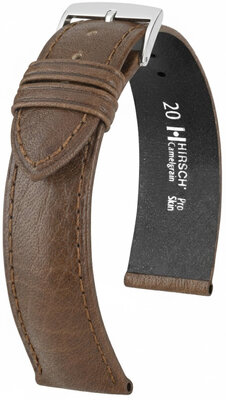 Hirsch Camelgrain XL Leather Strap 01009215-2, brun, cuir de veau, longueur XL