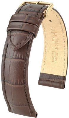 Bracelet en cuir Hirsch Duke 01028110OE-1, marron, cuir de veau, open end (pour pompes fixes), longueur M