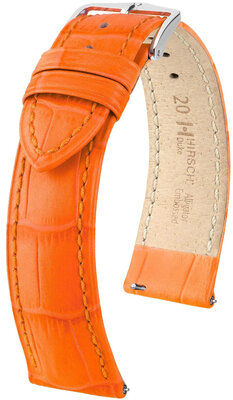 Bracelet en cuir Hirsch Duke 01028176-2, orange, veau, Quick Release