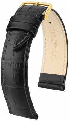 bracelet en cuir Hirsch Duke L 01028050NQ-1, noir, veau, longueur L