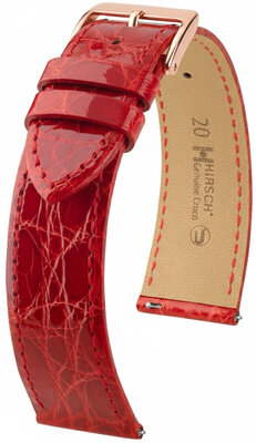bracelet en cuir Hirsch Genuine Croco L 01808020-7, rouge, cuir de crocodile, longueur L, Quick Release