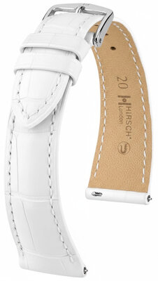 Bracelet en cuir Hirsch London 04207109-2, blanc, peau d'alligator, Quick Release