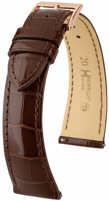 Bracelet en cuir Hirsch London 04207110-7, brun, peau d'alligator, Quick Release
