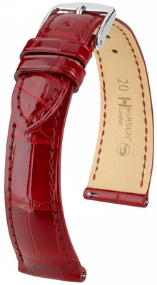 Bracelet en cuir Hirsch London 04207120-2, rouge, peau d'alligator, Quick Release