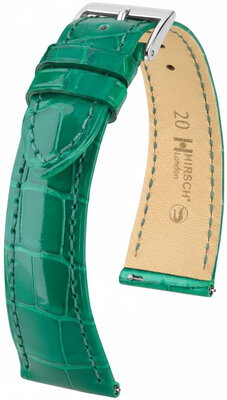 Bracelet en cuir Hirsch London 04207140-2, vert, peau d'alligator, Quick Release
