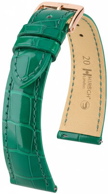 Bracelet en cuir Hirsch London 04207140-7, vert, peau d'alligator, Quick Release