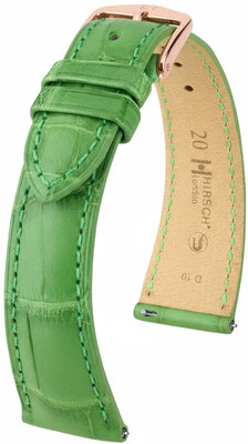 Bracelet en cuir Hirsch London 04207142-7, vert, peau d'alligator, Quick Release