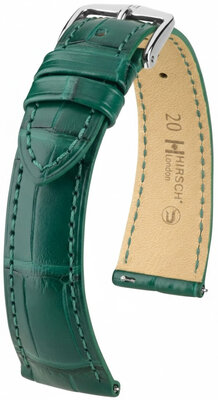 Bracelet en cuir Hirsch London 04207149-2, vert, peau d'alligator, Quick Release