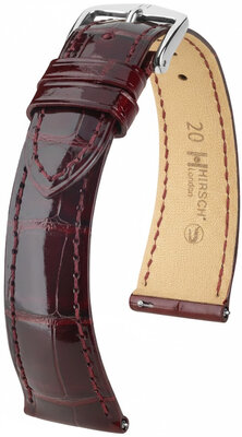 Bracelet en cuir Hirsch London 04207160-2, rouge, peau d'alligator, Quick Release