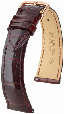 Bracelet en cuir Hirsch London 04207160-7, rouge, peau d'alligator, Quick Release