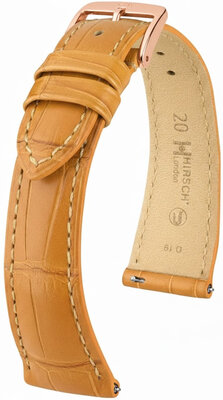Bracelet en cuir Hirsch London 04207175-7, brun, peau d'alligator, Quick Release