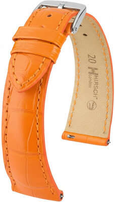 Bracelet en cuir Hirsch London 04207176-2, orange, peau d'alligator, Quick Release