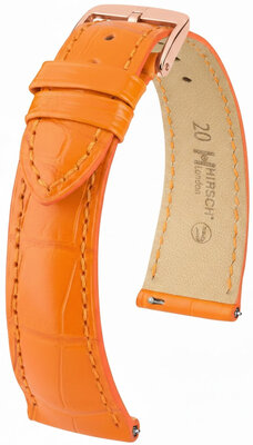 Bracelet en cuir Hirsch London 04207176-7, orange, peau d'alligator, Quick Release