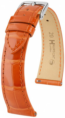 Bracelet en cuir Hirsch London 04207177-2, orange, peau d'alligator, Quick Release