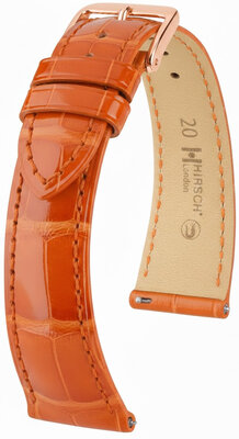 Bracelet en cuir Hirsch London 04207177-7, orange, peau d'alligator, Quick Release