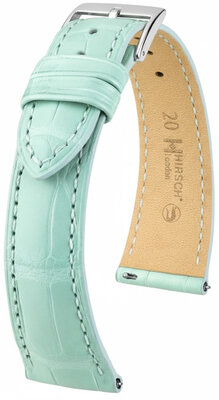 Bracelet en cuir Hirsch London 04207181-2, bleu, peau d'alligator, Quick Release