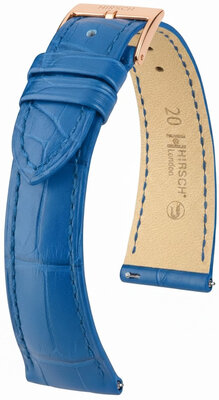 Bracelet en cuir Hirsch London 04207185-7, bleu, peau d'alligator, Quick Release