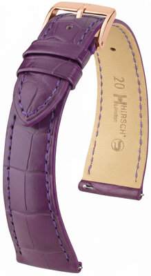 Bracelet en cuir Hirsch London 04207186-7, violet, peau d'alligator, Quick Release