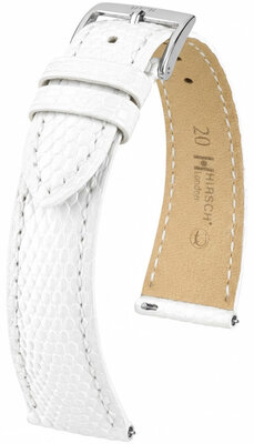 Bracelet en cuir Hirsch London 04266100-2, blanc, peau de lézard, Quick Release