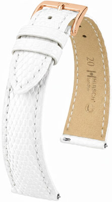 Bracelet en cuir Hirsch London 04266100-7, blanc, peau de lézard, Quick Release