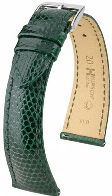 Bracelet en cuir Hirsch London 04266140-2, vert, peau de lézard, Quick Release