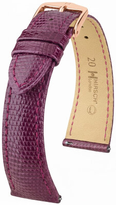 Bracelet en cuir Hirsch London 04266187-7, violet, peau de lézard, Quick Release