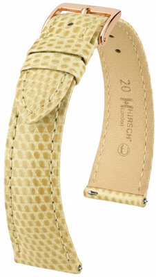 Bracelet en cuir Hirsch London 04266190-7, beige, peau de lézard, Quick Release