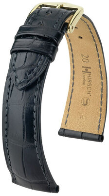 bracelet en cuir Hirsch London L 04207059NQ-1, noir, cuir d'alligator, longueur L