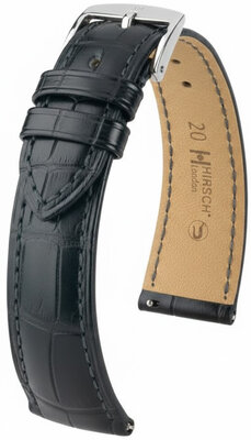 bracelet en cuir Hirsch London L 04207059NQ-2, noir, cuir d'alligator, longueur L
