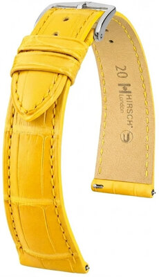 bracelet en cuir Hirsch London L 04207072-2, jaune, peau d'alligator, longueur L, Quick Release