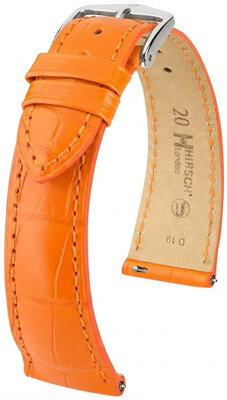 bracelet en cuir Hirsch London L 04207076-2, orange, cuir d'alligator, longueur L, Quick Release