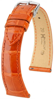bracelet en cuir Hirsch London L 04207077-2, orange, cuir d'alligator, longueur L, Quick Release