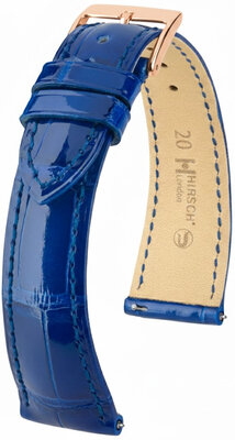 Bracelet en cuir Hirsch London L 04207082-7, bleu, cuir d'alligator, longueur L, Quick Release