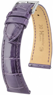 Bracelet en cuir Hirsch London L 04207084-2, violet, cuir d'alligator, longueur L, Quick Release