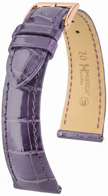 Bracelet en cuir Hirsch London L 04207084-7, violet, cuir d'alligator, longueur L, Quick Release