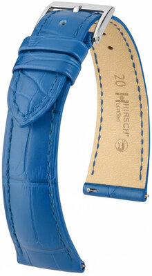 Bracelet en cuir Hirsch London L 04207085-2, bleu, cuir d'alligator, longueur L, Quick Release