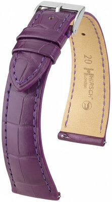 Bracelet en cuir Hirsch London L 04207086-2, violet, peau d'alligator, longueur L, Quick Release